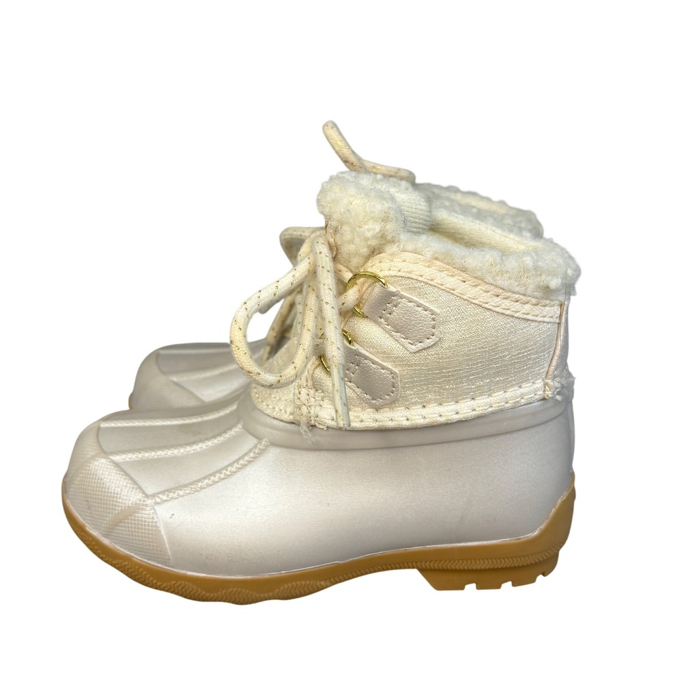 Sperry Toddler Size 7M White Faux Fur Lined Duck Boots